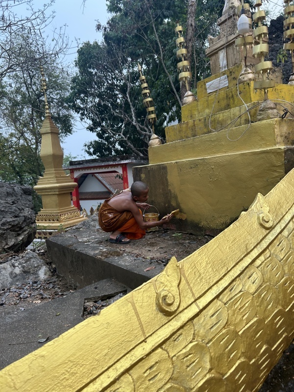 Pleins de jeunes moines restauraient le temple