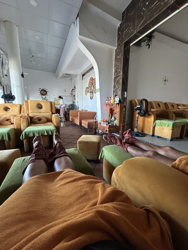 30min après le checkin en plein massage