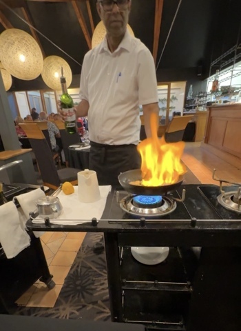 Flambée de crevettes