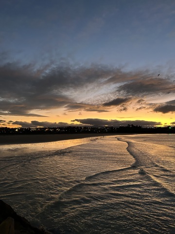 Coucher de soleil avant de voir les pingouins